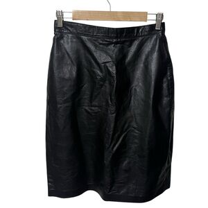 VINTAGE 80S HIGH WAIST LEATHER PENCIL SKIRT SLIT SEXY FIT CHOSES BRAND SZ SMALL